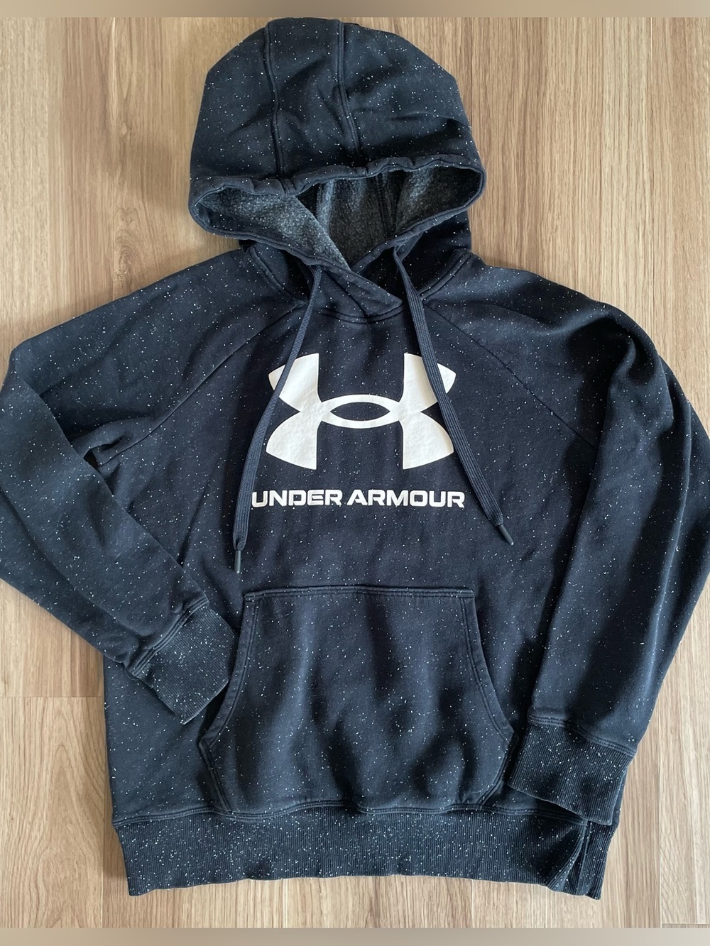 Under Armour Black Speckled Crewneck Hoodie with White Logo